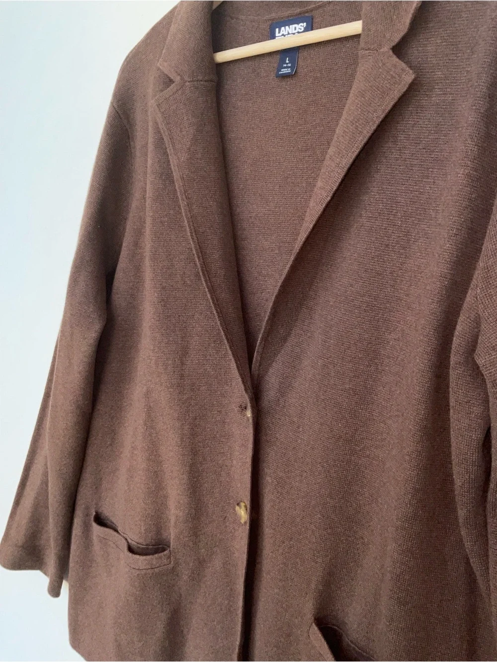 Lands' End Chocolate Brown Knit Blazer